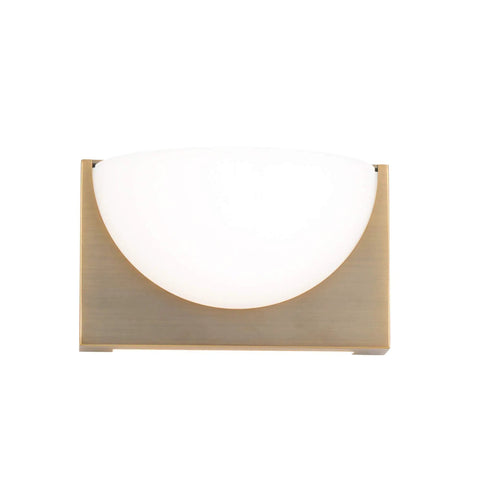 DweLED Mylie 10-In LED Wall Sconce 3000K in Aged Brass With Front Light And Downlight mounted over junction box