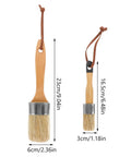Two Pack Wood Handle Stain Brush Set With Synthetic Bristles, oval brushes with measurements, for deck and fence painting.