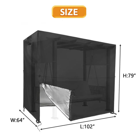 All Weather Waterproof Outdoor Swing Cover For 3 Seater Patio Swing And Hammock Glider Chair, Heavy Duty 420D Oxford Fabric