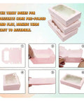 Assembly steps shown for Kraft Paper Gift Boxes 20 Pack Rectangle Open Window Jewelry Chocolate Cake Gift Packaging Boxes.