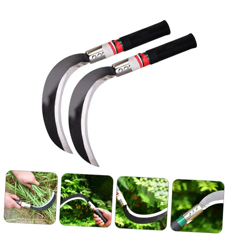 Durable Gardening Weeder Tool Set In 2 Pack, featuring weeding hooks for harvesting and weeding, lightweight manual tool, ergonomic handles.