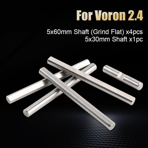 Heavy Duty Bearing Steel Rod D Type Shaft 5mm Diameter Flat Or Round 30mm Or 60mm Length For Voron Motion Parts Linear Shaft Fit High Precision Sturdy Smooth Movement Perfect For 3D Printer Upgrades, 5x60mm and 5x30mm shafts