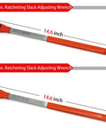 9/16 and 7/16 inch ratcheting slack adjusting wrenches from Automatic Slack Adjuster Release Tool For Air Braking Systems And Double Square Ratcheting Wrench Set 5/16 7/16 9/16 Inches For Heavy Duty Trucks And Trailers No Nonsense Brake Service