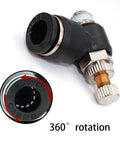 360° Push To Connect Air Flow Control Valve Kit 6mm Tube OD To One Eighth Inch Male Thread Elbow 90 Degree Fittings Adapter