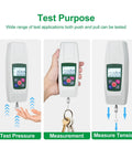Push And Pull Tester Meter Mini Dynamometer With 4 Measurement Units Backlit Display Buzzer Alarm For Compression And Tension Acceleration Setting For Precision Upper And Lower Limit Alerts KF50 shown testing pressure and tension