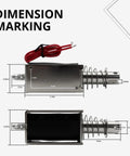 Dimensions of 12V DC Push-Pull Solenoid Actuator With 8N Force, 10mm Stroke, for Lock Control, showing M3 mounting hole and wires