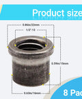 Hella Secure Eight Pack Weld On Nut Tabs Half Inch Thirteen Thread For Casters Leveling Feet And Furniture Builds Durable Steel Inserts showing size dimensions.