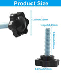 10 Pack 1/4-20 Inch Thread Knob Screws With Plastic Star Nut Set showing size dimensions and design details.
