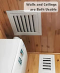 24 X 24 Inch Attic Access Panel And Drywall Vent Cover With Heavy Duty Louvered Grille installed in wall and ceiling, featuring a flush mount design.