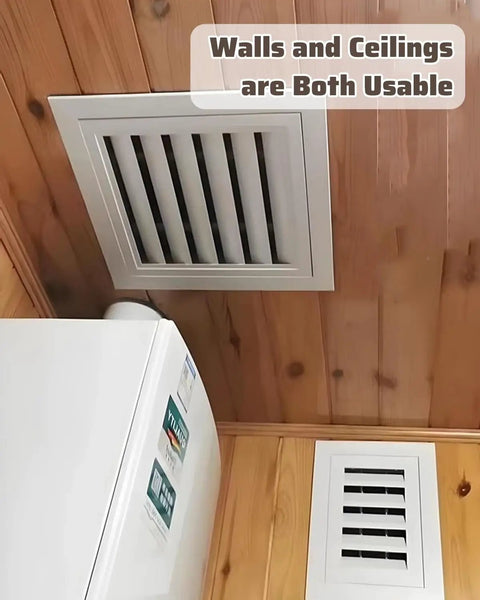 24 X 24 Inch Attic Access Panel And Drywall Vent Cover With Heavy Duty Louvered Grille installed in wall and ceiling, featuring a flush mount design.
