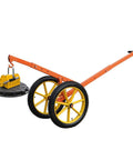 Heavy Duty Steel Adjustable Manhole Cover Hoist With 400 Lb Lift Capacity Ergonomic Handle 360 Degree Rotating Hook on wheels.