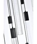 Close-up view of Modern 25 Light Crystal Pendant Ceiling Fixture With Matte Black Metal Frame and suspended crystal rods.