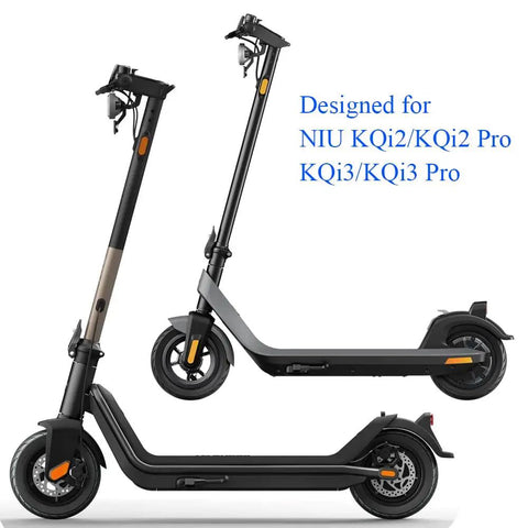 Two electric scooters side by side showing compatibility with NIU KQi2 KQi2 Pro KQi3 KQi3 Pro models for throttle replacement.