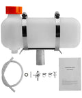 Oiler Kit For Chainsaw Milling Attachments including 1.5L tank, metal valve, hose, clamps, and user manual on white background