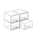 Compact Clear Stackable Storage Drawers Four Pack Super Sleek Plastic Organizer Bins For Narrow Bathroom Counters Under Sink Vanities And Kitchen Shelves Clean Up Like A Pro Fast - transparent bins with handles.