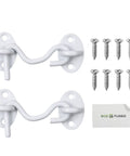 3-Inch Heavy Duty Hook And Eye Latch Set, 2 Pack With 8 Mounting Screws, White Powder Coated Stainless Steel Barn Door Lock