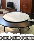 Built Different Wooden Lazy Susan Turntable With 360 Smooth Swivel Rotation For Dining Tables Kitchen Islands Black Serving Tray on dark table.