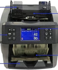 Solid Workhorse Money Counter Machine With Instant Counterfeit Bill Scanner And Easy Mixed Currency Sorting For Busy Retail Floors and Daily Cash Counts showing control panel and LED display.