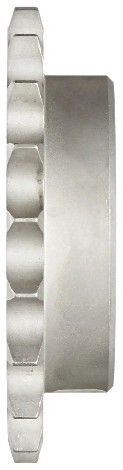 Built Tough Type B Sprocket For 50 Series Roller Chain Featuring Five Eighths Inch Pitch And Twenty Teeth With A Precision Point Seven Five Inch Bore Crafted From Grit Resistant 303 Stainless Steel For Smooth Power Transmission side view.