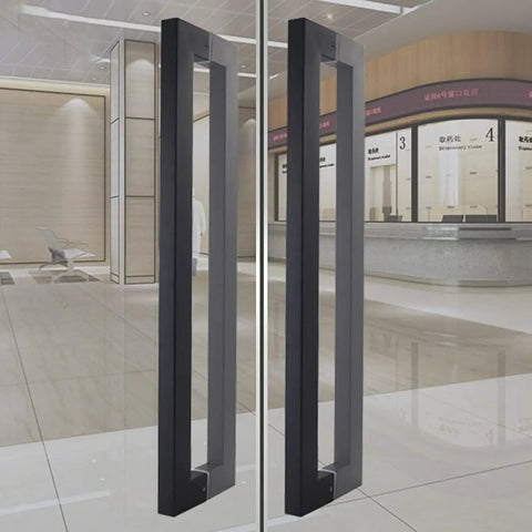 Heavy Duty Stainless Steel Pair Double Sided Square Door Pull Handle For Wood Or Glass Entry And Shower Doors With Top Shelf Finish And Hardcore Build Quality That Is Simply Dang Amazing