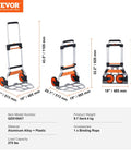 Folding Hand Truck And Dolly For Easy Haul, 275 Lb Capacity Aluminum Cart With Telescoping Handle, Heavy Duty Trolley