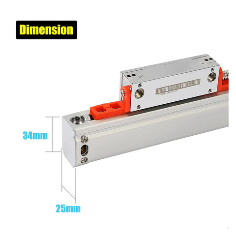 0.001mm Linear Glass Scale KA Series 70 To 420mm Travel With TTL 1um Optical Encoder Sensor Ruler for CNC machines, 34mm x 25mm dimensions