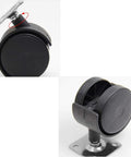 Heavy Duty Twin Wheel Casters 2 Inch Swivel Furniture Plates With Smooth Rolling Rubber Tires For Home Office And Workshop Use displayed at different angles.