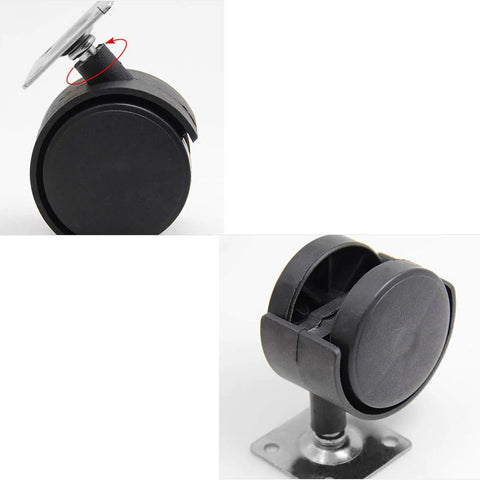 Heavy Duty Twin Wheel Casters 2 Inch Swivel Furniture Plates With Smooth Rolling Rubber Tires For Home Office And Workshop Use displayed at different angles.