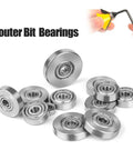 Pro Grade Router Bearing Guide Kit With Top Mounted Ball Bearing Set For Ultra Smooth Cuts Includes Bearing Wrench And Flush Trim Accessories 1/4 Inch 6.35mm, 3/8 Inch 9.5mm, 1/2 Inch 12.7mm, 5pcs 6.35x12.7mm High Temp 105C