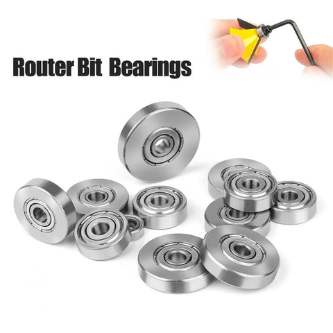 Pro Grade Router Bearing Guide Kit With Top Mounted Ball Bearing Set For Ultra Smooth Cuts Includes Bearing Wrench And Flush Trim Accessories 1/4 Inch 6.35mm, 3/8 Inch 9.5mm, 1/2 Inch 12.7mm, 5pcs 6.35x12.7mm High Temp 105C