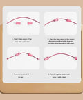 Rope Untangling Puzzle Game For Kids And Adults, Educational Strategy Board Game instructions with pink ropes on wooden board.