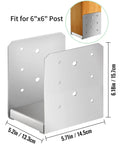 Beefy 6x6 Post Base Set Of 5 Stainless Steel Post Anchors with adjustable brackets, fit for wood posts inner size 5.71 x 5.2 inches.