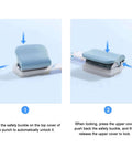 Instructions for using 3 Hole Paper Punch Handheld Hole Puncher For A4 A5 A6 A7 B5 And More, showing lock and unlock mechanism.