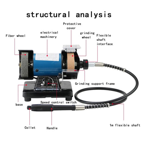 Detailed view of Top Shelf Mini Bench Grinder With Quick Adjust Speed Dial for Jade Jewelry engraving tasks.