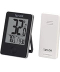 Wireless Digital Indoor Outdoor Thermometer With Large LCD Display For Patio Pool And Home Use Easy To Read At A Glance Remote Sensor With Daily High Low Memory Black showing temperature readings.
