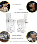 Clear Acrylic Automatic Pet Food Dispenser 300ml For Small Animals And Birds with fixing screws, transparent design for easy food access.