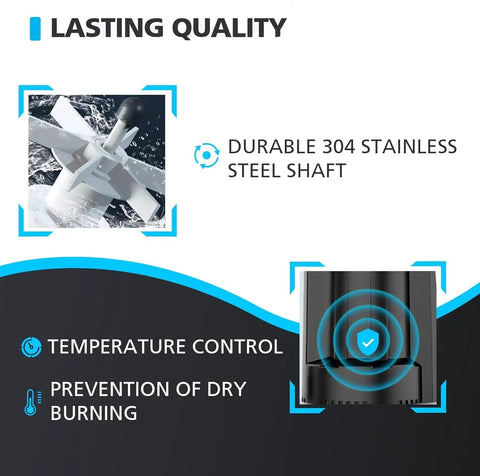 Submersible Water Pump 2250GPH with durable 304 stainless steel shaft, temperature control, and dry burning prevention
