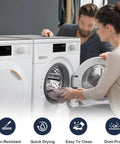People using washers with 2 Pack Washer Dryer Dust Cover Mats Top Protector Pads For Washing Machines And Dryers, 23x23 Inches, visible.
