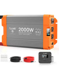 Heavy Duty 2000W Pure Sine Wave Power Inverter Converts 12V DC To 120V AC For RV And Truck With 4000 Watt Surge Output design with wires.