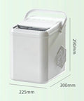 Electric Countertop Ice Maker Featuring Self Cleaning Tech And Rapid Bullet Cube Production In Just Six Minutes With A Nifty 12 Kilogram Daily Output, side view with dimensions.