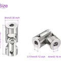 Three Pack 3.17mm to 4mm Rotatable Universal Shaft U Joint Coupler for Motors, 3D Printers, and CNC Machines Easy DIY Hex Shaft Connector for Robotics and DIY Projects, nickel-coated iron, 23mm x 9mm