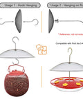 8 Inch Weather Guard Dome For Bird Feeder Red Protective Cover Shields Rain Snow Sun 20cm Diameter Fits Smaller Feeders