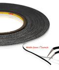 Close-up of 2mm LCD Repair Tape Kit With Tweezers For Screens, Sticky Waterproof Adhesive Tape, high tensile adhesion featured.