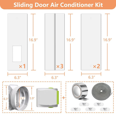Sliding Door Air Conditioner Vent Kit With Universal Five Point Nine Inch Hose And Coupler For Window Or Sliding Glass Doors