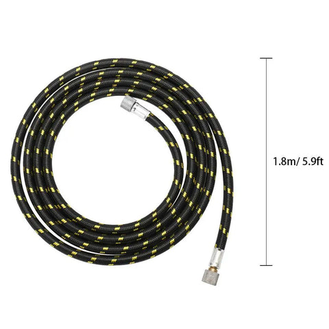 Professional Airbrush Hose With Oil Water Separator Versatile Nylon Tube 5 9 Ft Flexible Extension Connects To Compressors Heavy Duty 1 8 Inch Female Fittings Ensure No Drips For Pros Working On Studio High Perf Spray Results. Coiled 1.8m nylon airbrush hose with metal fittings