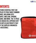 Must-Have First Aid Kit With 73 Piece Emergency Medical Supplies For Minor Injuries, Latex Free, Zippered Soft Pack, Easy Access, Ideal For Home, Travel, Work, School, On The Go Safety And Wellness red soft pack