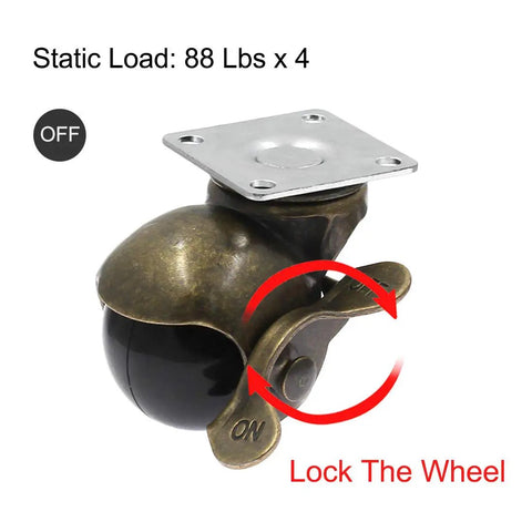 Smooth As Silk Vintage Caster Wheels With Locking Brake Set Of 4 Includes Mounting Hardware for secure locking and heavy-duty support.