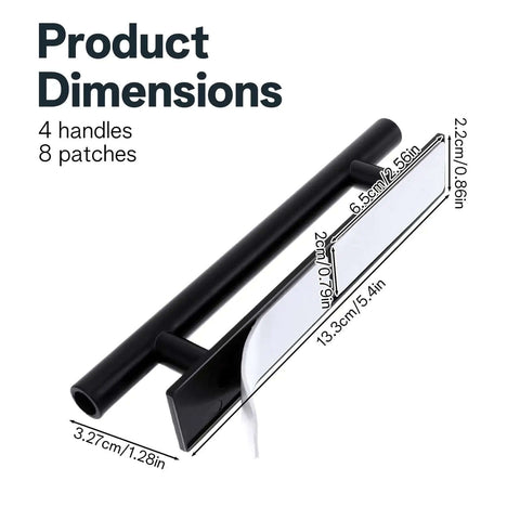 4 Pack Self Stick Cabinet Handles Pulls No Drill Install ABS Plastic Drawer Pulls Instant Upgrade For Cabinets Black dimensions