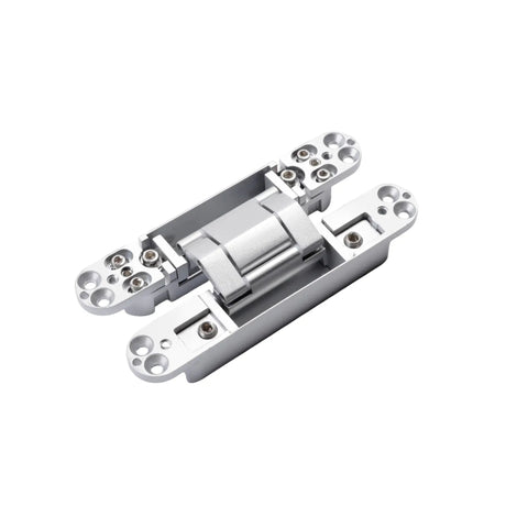 2 Pack 6 Inch Hidden Door Hinges Heavy Duty Matte Silver Zinc Alloy, showing smooth swing mechanism for interior doors.