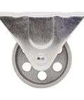 Three Inch Cast Iron Rigid Caster Wheel With 250 Pound Load Capacity, Silver Finish, One And One Eighth Inch Wide By Three Inch Diameter Wheel